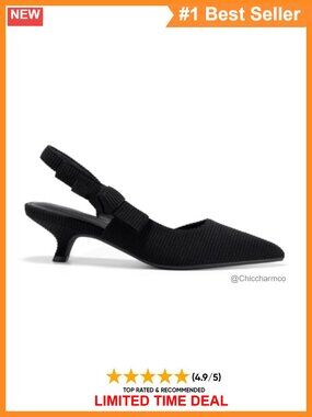Slingback Kitten Heels Pointed Toe D'Orsay Bow Dress Shoes